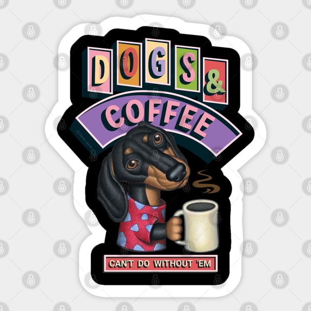 Cute funny doxie coffee drink Dachshund Coffee morning time Sticker by Danny Gordon Art